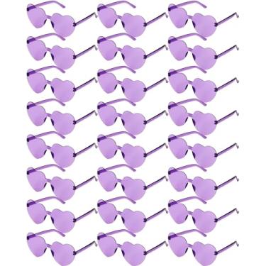 Imagem de Virtue morals 24 pares de óculos de sol em forma de coração para mulheres, óculos de coração, óculos de sol de coração, roxo