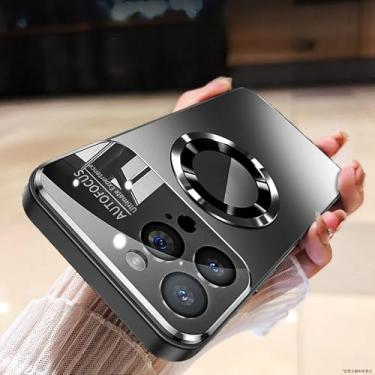 Imagem de Capa magnética para iPhone 15 Pro Max com design moderno gradiente e anel magnético reforçado, proteção total da câmera e capa à prova de choque, tecnologia atualizada para carregadores e suportes