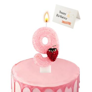 Imagem de Vela de aniversário rosa morango (número 9)