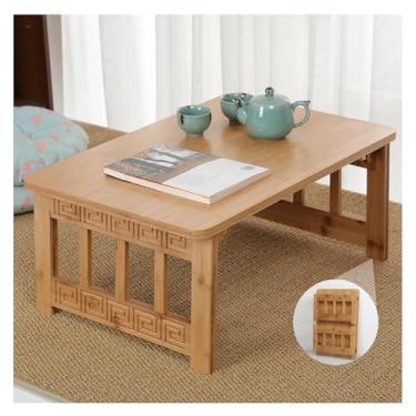 Imagem de Mesa de chão japonesa dobrável, mesa baixa de madeira maciça com pernas dobráveis, mesa dobrável japonesa para sala de estar, mesa de chão japonesa dobrável, mesa de centro dobrável para cama, sofá e
