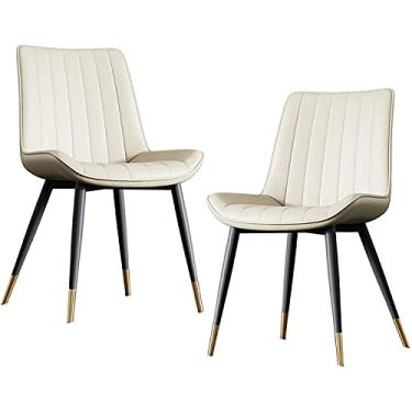 Imagem de Conjunto de cadeiras de jantar – Cadeiras de canto para cozinha, cadeira de jantar de couro, sala de jantar, almofada de poliuretano, cadeiras de cozinha, conjunto de 2 pernas de cadeira, sala de