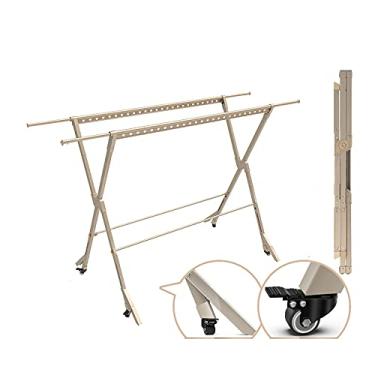 Imagem de YWangQiang Arejador de roupas/dobrável do chão ao teto casa varanda exterior resistente ao vento escorredor de secagem com polia/1,3 m 1,5 m (Cor: A Tamanho: 1,3 m) (B 1,5 m)