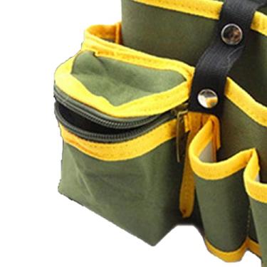 Imagem de ZJchao Bolsa de Cintura para Ferramentas de Pano Oxford Multifuncional Com Vários Bolsos Com Cinto Organizador de Armazenamento de Ferramentas para Eletricistas Carpinteiros Mecânicos (verde e