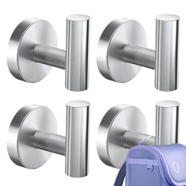 Imagem de Gancho de toalha de aço inoxidável – Gancho liso à prova de ferrugem, ganchos de parede de aço inoxidável | para toalhas de banheiro, roupão, roupas, chapéus, chaves, interior, casa