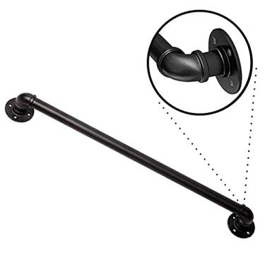 Imagem de Corrimão de escada - kit completo, corrimão de tubo preto industrial de escada com suporte de montagem na parede, casa contra a parede, grades internas e externas para idosos (tamanho: 1,5 m)