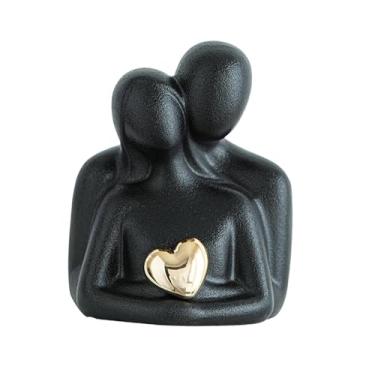 Imagem de Fxzqgnh Estátua de Casal, Figura Decorativa, Escultura Abstrata, Decoração de Mesa para Escrivaninha, de Entrada, Armário, Sala de Estar, Decoração de Ca, Preto, Tamanho real