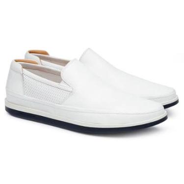 Imagem de Sapatênis Jacometti Couro Masculino Elástico Casual Conforto-Masculino