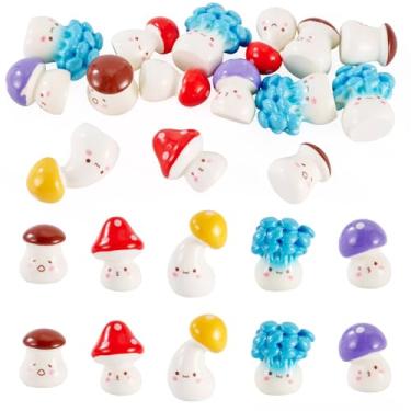 Imagem de FASHEWELRY 15 peças de estátua em miniatura de cogumelo de resina, figuras fofas de cogumelo, micro miniatura, decoração de paisagem para jardim, casa, escritório, mesa, aquário, decoração de exibição