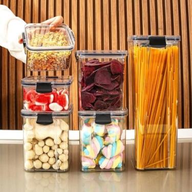 Imagem de Monte seu Kit Pote Hermético para Mantimentos de Cozinha Dispensa Armário Plástico (Kit 7-6 Potes)