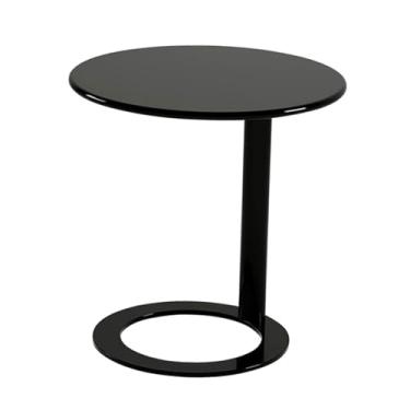 Imagem de KiBcsLic Mesa lateral redonda pequena, moderna, minimalista, de ferro, para café, com base para pequeno escritório, pátio, quarto, Preto