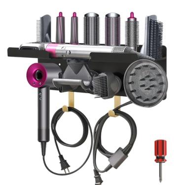 Imagem de Treeshome Suporte de parede compatível com Dyson Airwrap e secador de cabelo, suporte de secador magnético 2 em 1 atualizado adequado para acessórios, bocais, barris, escovas