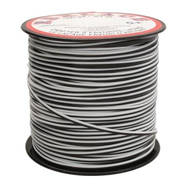 Imagem de Rexlace Cordão de plástico plano – Cordão trançado Boondoggle sem látex, preto e branco, 0,092" de largura, 0,035" de espessura, 100 jardas (91 metros)