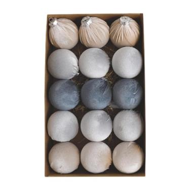 Imagem de MotiveTech Conjunto de enfeites de Natal com bolas flocadas e lâmpadas decorativas para árvore de Natal, Cinza 8cm