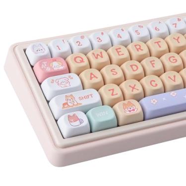 Imagem de Tsungup MOA Keycaps-PBT Keycaps, fofo filhote de cachorro sublimação teclado personalizado 126 teclas conjunto de teclas para teclado mecânico