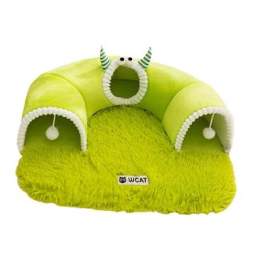 Imagem de Ioensy Cama de túnel para gatos, ornamento, equipamento versátil, descanso, versátil com fecho de zíper, presentes de brincadeira, canil leve verde, M