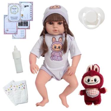 Imagem de Bebê Reborn Boneca Realista Menina Enxoval Labubu E Itens - Cegonha Re