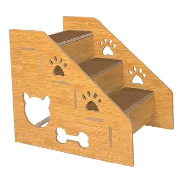 Imagem de IEUDNS Escada de madeira para cães, escadas para gatos e outros animais de estimação, degraus para sofá, carro, cama e casa, 3 Camadas