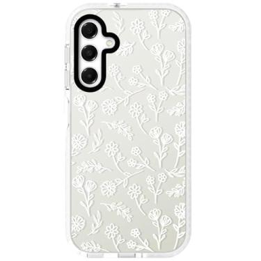 Imagem de Dumkery Linda capa de telefone com flores brancas compatível com Samsung Galaxy A16 5G, estampa estética floral, capa amortecedora de TPU macio à prova de choque para meninas e mulheres