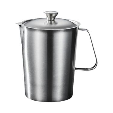 Imagem de predolo Copo medidor em aço inoxidável, jarra para espumar leite, acessório com alça, jarra de cozinha para misturar café e outros ingredientes, 2000ml