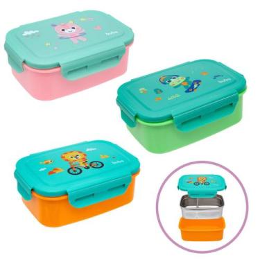 Imagem de Pote para Comida Lanche do Bebê Criança Bentô Box Bubazoo em Aço Inox 
