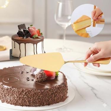 Imagem de Espátula para Bolo Positano Dourada – Aço Inox Premium, Acabamento Gold, Cabo Ergonômico, Resistente e Anticorrosão para Confeitaria e Sobremesas