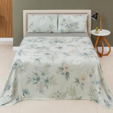 Imagem de Jogo de Camal Percal 200 Fios – 4 Peças - Conforto, Maciez e Elegância para Suas Noites (Azul, Casal)