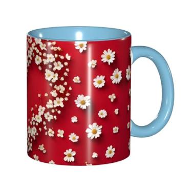 Imagem de Zeraoke Caneca de café criativa com estampa de flores de coração, personalizadas, presente para família, tamanho de 325 ml, unissex