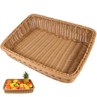 Imagem de STOBAZA 1 cesta de armazenamento tecida à mão para decoração de casa, cesta de flores de piquenique, marrom claro para frutas, legumes e receitas de cozinha, recipiente decorativo versátil