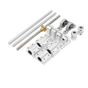 Imagem de 15 peças/conjunto T8 parafuso de avanço 8-400 mm DIY eixo óptico guia trilho rolamento assento guia linear eixo suporte conjunto de parafusos trapezoidais (8-400 mm)