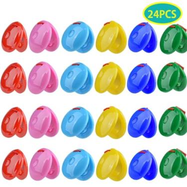 Imagem de Naroote Placa de Dança Plástica Colorida Com 24 Castanholas de Dedo, Conjunto Educacional de Instrumentos de Percussão Orff para Atividades Musicais Infantis