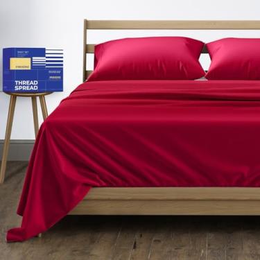 Imagem de THREAD SPREAD Lençóis King Size de Algodão Egípcio - Conjunto de Lençóis de Cama de 4 Peças 1000 Fios de Algodão Egípcio Luxuoso para King Size, Lençóis de Cetim Macio, Bolso Profundo de até 45 cm