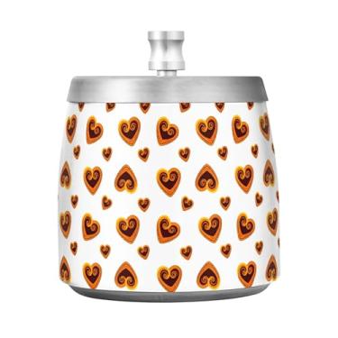 Imagem de Burbuja Cinzeiro de biscoitos de chocolate em forma de coração com tampa para cigarro interno sem fumaça cinzeiro de charuto de aço inoxidável para mesa de escritório em casa, inodoro