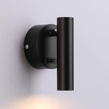Imagem de Luminária de cabeceira com acionamento por botão, luminária de parede LED para leitura, arandela de metal, 3W 6000K, luz de parede decorativa para quarto, ângulo de iluminação de 30°.