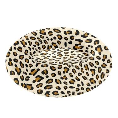 Imagem de SEHANY Cama de cachorro com estampa de leopardo, removível e lavável, pequena, redonda para gatos, cama fofa, super macia, confortável para animais de estimação com fundo antiderrapante para cães