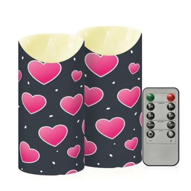 Imagem de Wassud Pacote com 2 velas de coração fofas sem chama com controle remoto, velas realistas cintilantes com temporizador, velas decorativas para Natal, casamento, festa, decoração de casa média
