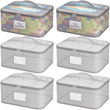 Imagem de Large Toy Storage Bags, Reusable Clear Board Game Storage, Toy Organizers and Storage Bags with Zipper for Building Blocks, Puzzle and Handmade Accessories, Toiletry Bag (Gray)