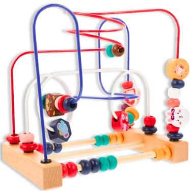 Imagem de Brinquedo Educativo de Madeira Infantil – Cubo de Atividades ou Circuito com Peças – Desenvolve Coordenação Olho-Mão, Cores, Formas e Habilidades Cognitivas – Brinquedo Lúdico para Crianças (Modelo 4)