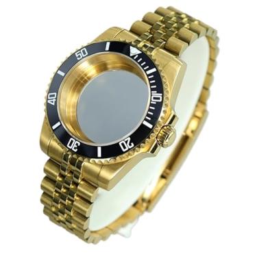 Imagem de FEIYASHI Caixa de relógio de aço SUB Diver dourada de 40 mm com vidro de cristal de safira para movimento NH35/34/36 Miyota8215 ETA2824, Tampa inferior de vidro 6, For NH35/34/36/38 4R36 Movement