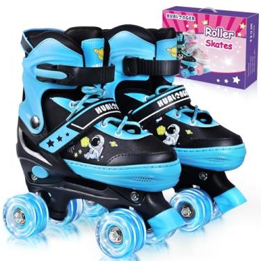 Imagem de Hualonger Patins infantis ajustáveis de 4 tamanhos para meninas e meninos, patins infantis iniciantes com rodas iluminadas, esportes internos e externos para idades 3-5 5-8 8-12