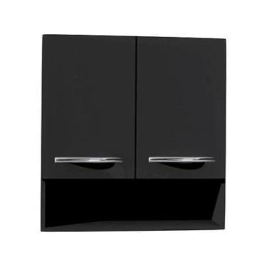 Imagem de Armário Com Nicho Organizador Aéreo Suspenso De Parede De Banheiro E Lavabo pia de banheiro com armario(PRETO)