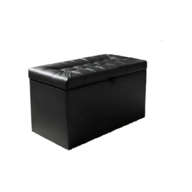 Imagem de Banqueta Decorativa Com EspaçO De Armazenamento - FáCil Acesso(PRETO CORINO,Pés em PVC)