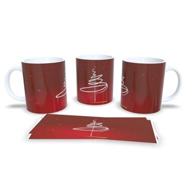 Imagem de Caneca de Cerâmica com Decoração Natalina, 325ml, Branca com Bolas de Natal Coloridas e Laços, Design Festivo para Café e Chá (5)
