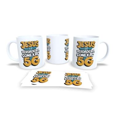 Imagem de Caneca Branca com Frase Religiosa A Fé Meu é GPS, Cruz e Design Colorido, Cerâmica (19439)