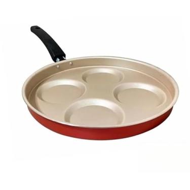 Imagem de Frigideira de Ovos 4 em 1 com Tampa Cereja Panela Preparo Prático Antiaderente Frita Hambúrguer