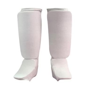 Imagem de kowaku Caneleiras de Muay Thai com proteção para o peito do pé, equipamento de boxe, proteção para as pernas e chutes, Branco