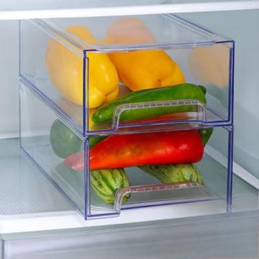 Imagem de Caixa de Armazenamento Com Gaveta Para Preservar a Frescura, Adequada Para Armazenar Legumes, Frutas e Alimentos Refrigerados, Com FáCil Acesso.(3 GAVETEIROS)