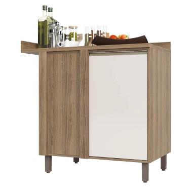 Imagem de Balcão Cozinha 95Cm Canto Reto 1 Porta Perola Off Mel Luciane Móveis