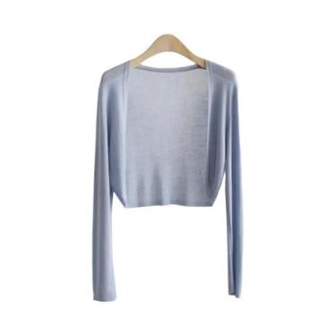 Imagem de Cardigan Cropped Feminino Y2K De Manga Curta Estilo Coreano Camisa De 