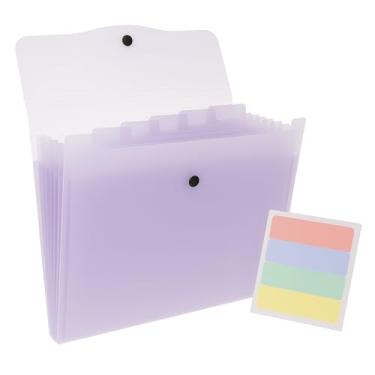 Imagem de Pasta Organizadora A4 com 12 Repartições, Plástico Resistente, Tamanho A4, 32x25x1 cm, com Adesivos para Identificação - Roxo