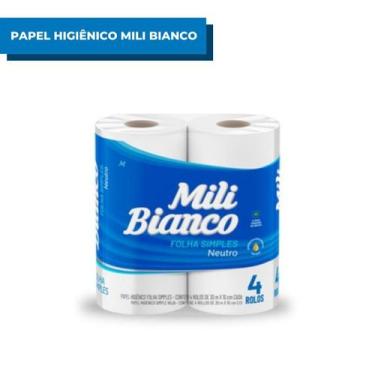 Imagem de Papel Higiênico Mili Bianco Folha Simples 30M C/4 Rolos Banheiro Lavab